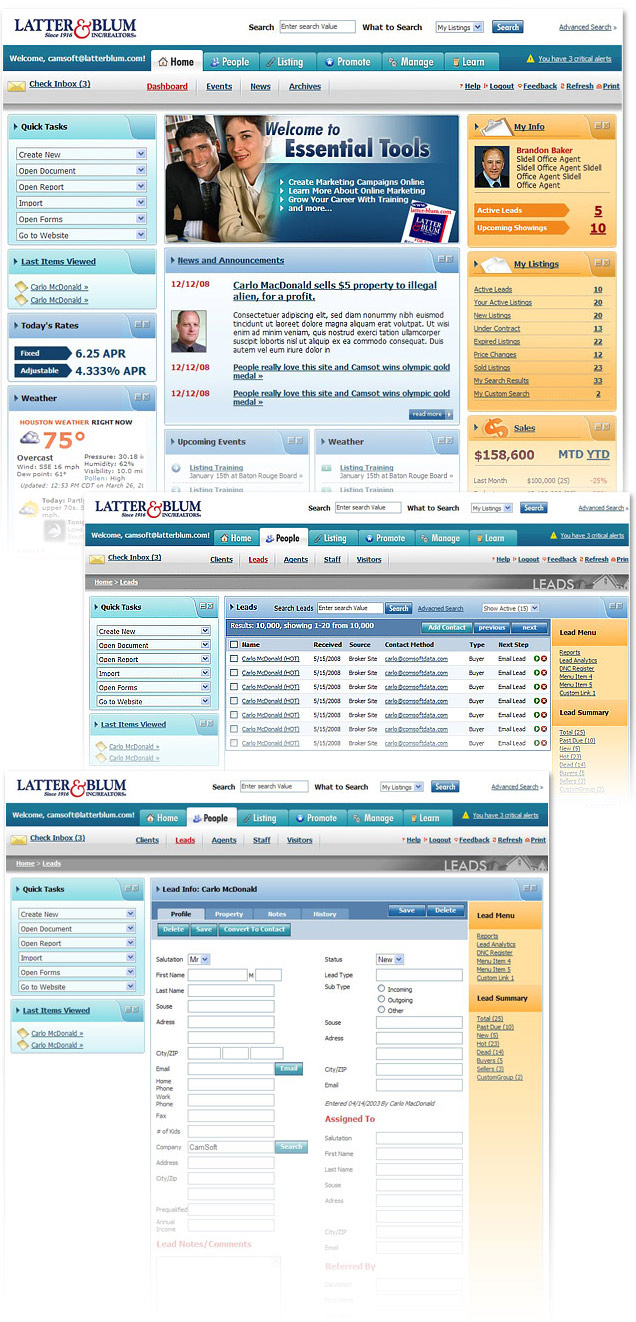 Lead management system interface design