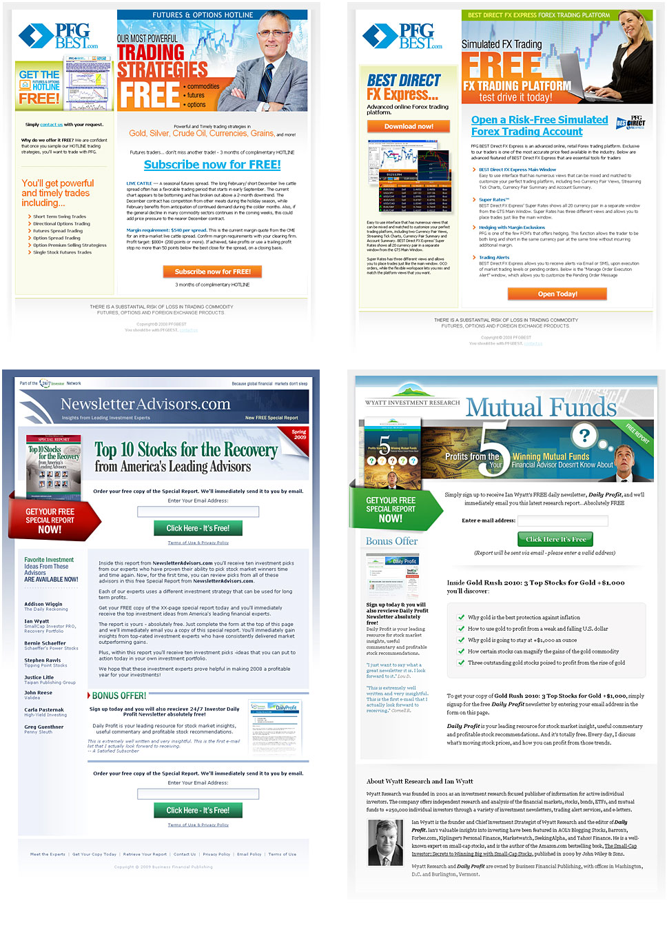 Landing page design