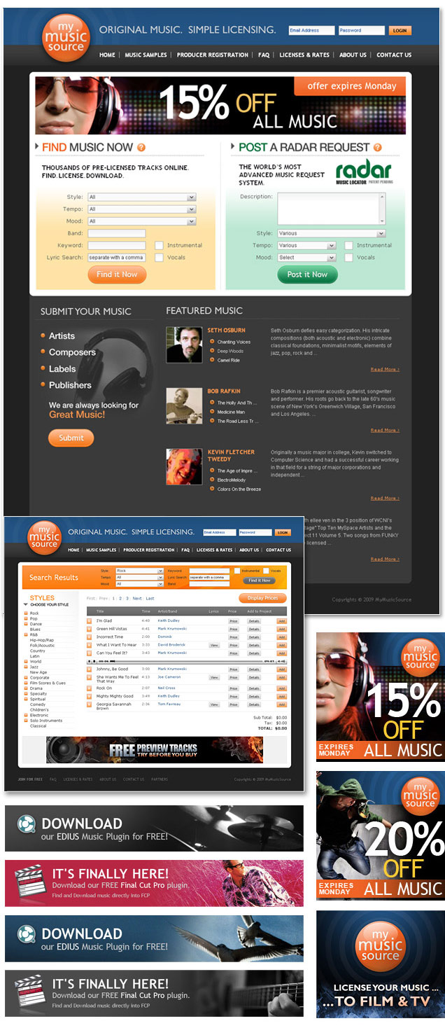 Music, recording website design