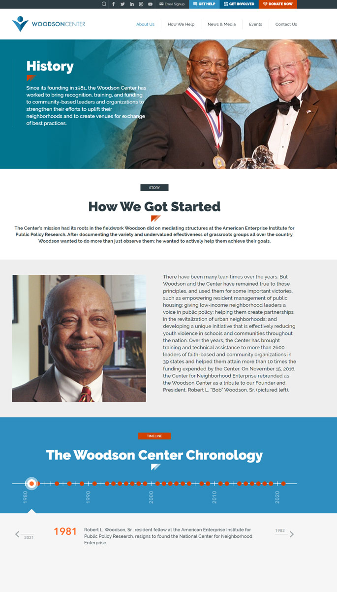 Washington DC community organization website design