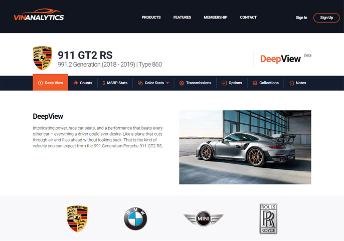 Vehicle data research website design