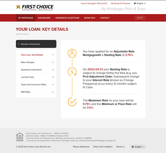 Loan disclosure web design