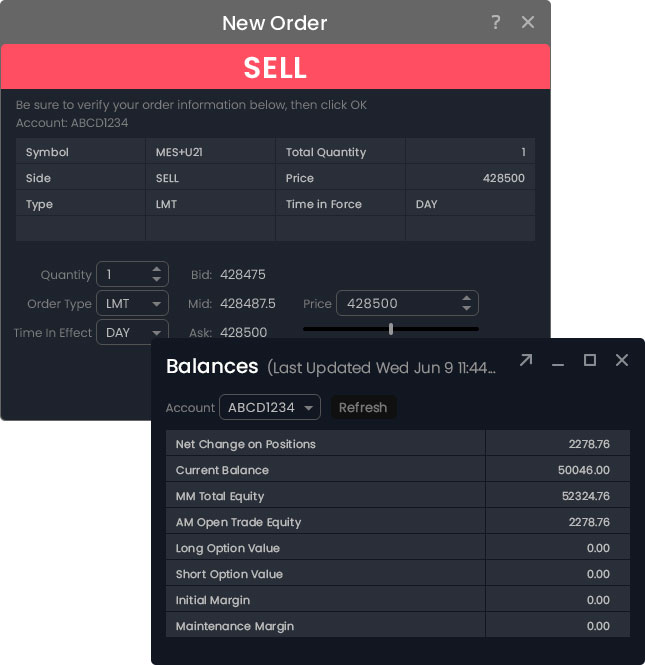 Futures platform UI design