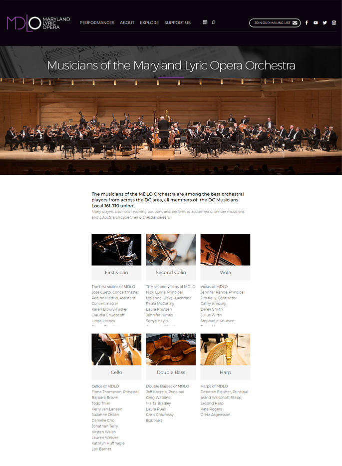 Maryland lytic opera website design